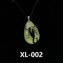樹脂真昆蟲蜘蛛蠍子項鍊,夜光昆蟲琥珀吊墜