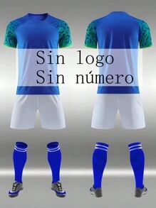 Soccer Uniforms Teams Men's Sports Set/Solid Color National Team Soccer Uniform Set, Competitive Soccer Uniform, Soccer Practice Uniform, No Logo, No Numbers - 藍色 - 查看 1