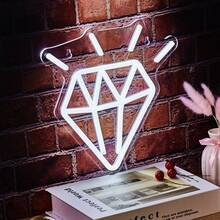 1PC Diamond Shape Backboard Diamond Led Neon Light Used For Gifts Room Party Wedding Decoration Powered By USB - White - View 2