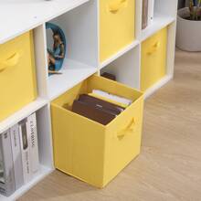 Foldable Storage Boxes Set Of 2,Non-Woven Fabric Storage Box Set,Storage Drawers For Cube Storage Unit,26.5x26.5x28 Cm - Yellow - View 5