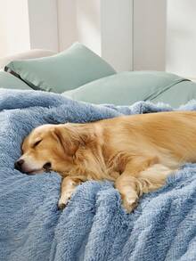 Waterproof Dog Blankets For Dogs - Calming Cat Blanket For Couch Protector Washable, Long Fau X Fur Pet Blanket For Puppy, Reversible Furniture Protection - 藍色 - 查看 7