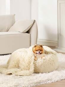 Waterproof Dog Blankets For Dogs - Calming Cat Blanket For Couch Protector Washable, Long Fau X Fur Pet Blanket For Puppy, Reversible Furniture Protection - Cream - 查看 7