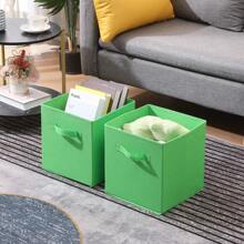 Foldable Storage Boxes Set Of 2,Non-Woven Fabric Storage Box Set,Storage Drawers For Cube Storage Unit,26.5x26.5x28 Cm - Green - View 3