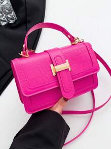 New Fashion Women Casual Small Square Shoulder Crossbody Bag - Hot Pink - View 5