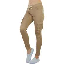 ToBeInStyle Women's Cotton-Blend Drawstring Lounging Jeggings - 貨物 - 卡其色 - 查看 6