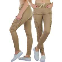 ToBeInStyle Women's Cotton-Blend Drawstring Lounging Jeggings - 貨物 - 卡其色 - 查看 1