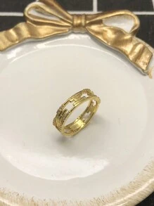 1個女性用純銀戒指,古董優雅風格,微嵌鋯石,時尚百搭手指珠寶 - 金黃色 - 查看 7