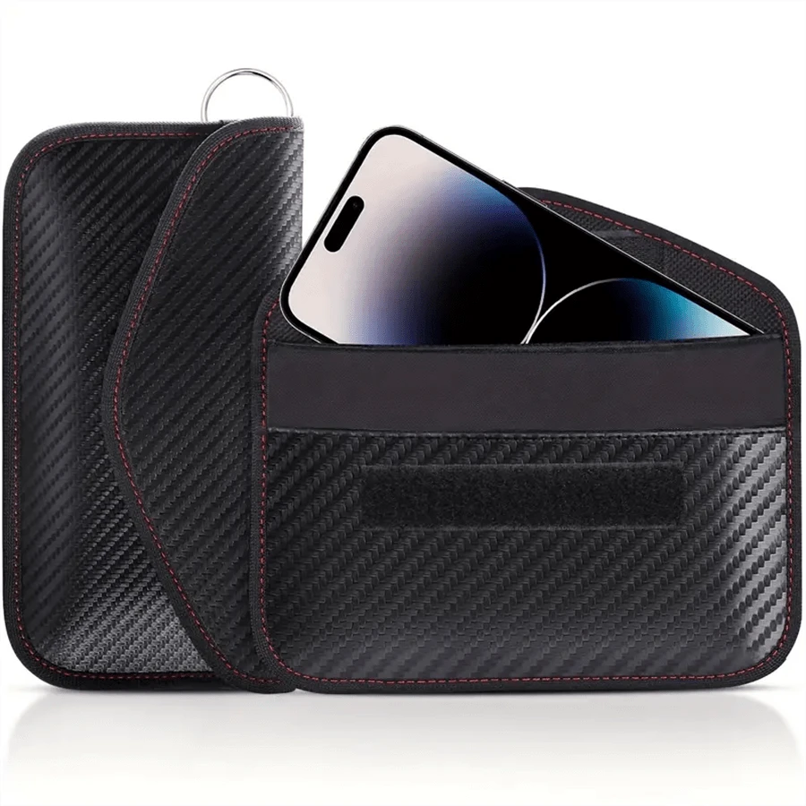 RFID Signal Blocking Bag, Carbon Fiber Material Shielding Case For Cell Phone Privacy Protection & Key Fob, Anti-Tracking Anti-Hacking Case Blocker - Black - View 1