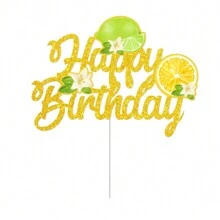 Summer Lemon Themed Birthday Party Decoration Kit, Including Hanging Lemon Banner And Lemon Shaped Cake Toppers - 1set/bag - View 7