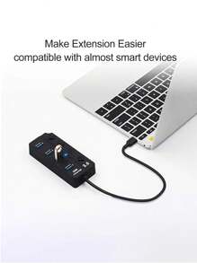 4或7口usb Hub擴展器usb3.0/usb2.0 Hub分配器,多7合1口usb開關,輕巧便攜帶燈,適用於電腦,筆記本電腦,手機,閃存盤,滑鼠,讀卡器,鍵盤,遊戲設備,mp3播放器,硬盤驅動器等,pc,book,pro,mini,i,surface Pro手機otg轉接器,打印機,相機,usb扇或任何其他usb外設等等 - 黑色 - 查看 5