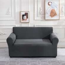 1 Miếng Màu thuần Tơ sữa Bọc ghế sofa Và 1 Miếng Phong cách Vỏ gối ( Không có Đổ đầy ) , Đơn giản hiện đại Đàn hồi Bao gồm tất cả Bốn Bọc ghế sofa , Thích hợp Đối với Phòng khách Nhà  Đồ trang trí - Màu xám đen - Xem 4