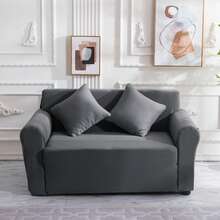 1 Miếng Màu thuần Tơ sữa Bọc ghế sofa Và 1 Miếng Phong cách Vỏ gối ( Không có Đổ đầy ) , Đơn giản hiện đại Đàn hồi Bao gồm tất cả Bốn Bọc ghế sofa , Thích hợp Đối với Phòng khách Nhà  Đồ trang trí - Màu xám đen - Xem 6