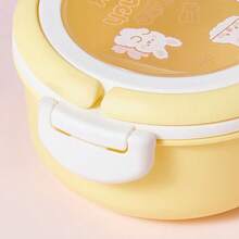 Cute Cartoon Rabbit Lunch Box For Kids With Handle, Bento Box With Divided Compartments For Fruit And Meal - Yellow - View 5