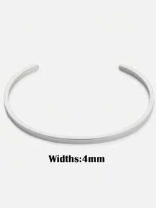 Bracelet Ajustable En Acier Inoxydable Pour Hommes, Design Minimaliste En Forme De C Couleur Argent, Délicat Et Adapté Pour Une Utilisation Quotidienne - Argent - Voir 4