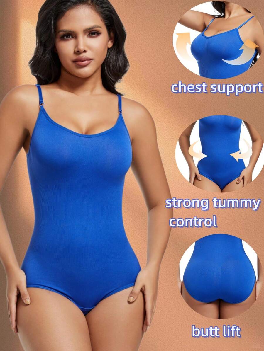 1 pieza Body sin mangas con cuello en V para mujer, control de abdomen y levantamiento de glúteos, alta elasticidad