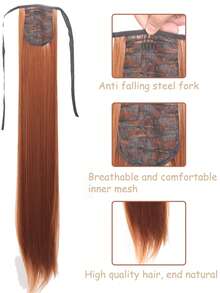 18-34 Inch Extra Long Straight Ponytail Synthetic Ponytail Hair Extension(Brown) - Rust Brown - View 4