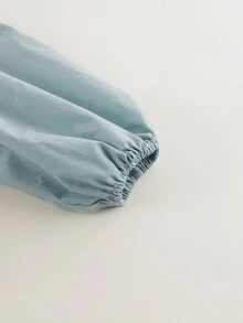 MARC&JANIE Young Girl French Style Stand Collar Lantern Sleeved Shirt, Spring