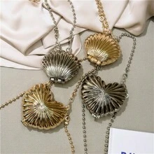 Nowa metalowa mini torebka na ramię w kształcie muszli, modna torba, modna damska torba, elegancka torebka muszlowa idealna na imprezy, wesela, kolacje i bankiety, mecze, suknie ślubne, formalne stroje, suknie balowe, stroje urodzinowe i damskie stroje imprezowe