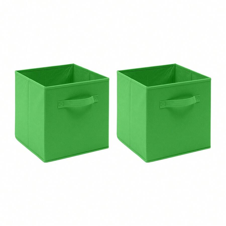Foldable Storage Boxes Set Of 2,Non-Woven Fabric Storage Box Set,Storage Drawers For Cube Storage Unit,26.5x26.5x28 Cm - Green - View 1