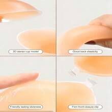 1 Pair Adhesive Bra Invisible Sticky Strapless Push Up Backless Reusable Silicone Covering Nipple Bras - Apricot - View 5