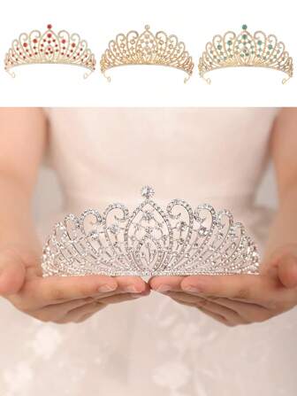 Bridal Crown, Baroque Luxury Crystal Wedding Accessory Crown, Hairstyle Tool For Queen's Party Royal Tiaras