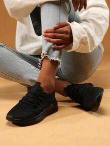 Nam Điền kinh Giày dép Đúng mốt Thoáng khí Và Bền chặt Lưới Giày Chạy bộ Lace-up Giải trí Giày thể thao Ngoài trời Nhẹ Giày thể thao Đen - màu đen - Xem 4