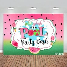 Pool Party Backdrop For Birthday Party Summer Pool Party Banner Backdrop Beach Party Supplies For Birthday Tropical Swimming Party Cake Table Banner - Orange - View 1