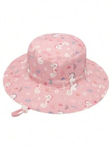 1PC Children's Summer Sun Visor Wide Brim Printed Breathable Beach Fisherman's Hat For Boys And Girls Outdoor Sports Buckets For Baby - Hồng - Xem 3