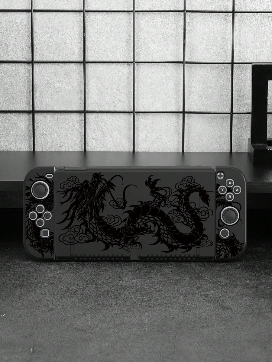 1 pieza Funda protectora negra de TPU con diseño de criatura mitológica compatible con Switch/OLED/Lite