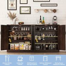 Sideboard Buffet Cabinet With Storage - 65 Inch Farmhouse Kitchen Sideboard Cabinet With Adjustable Shelves, Wooden Coffee Bar Storage Cabinet Buffet Table For Kitchen, Dining Room - màu nâu - Xem 2