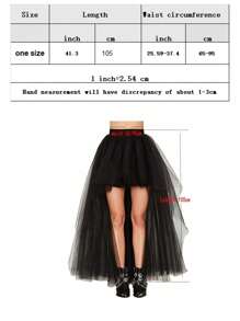 1 pieza Falda de tul colorida con dobladillo alto-bajo y diseño esponjoso para Halloween, para damas - Negro - Ver 6