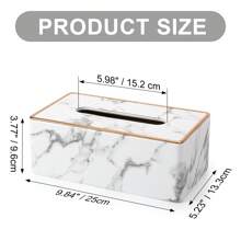 Hộp đựng khăn giấy họa tiết đá cẩm thạch viền vàng bằng da PU trang trí phòng tắm gia đình, đồ dùng phòng tắm, trang trí mùa thu trở lại trường học - Đen và trắng - Xem 2
