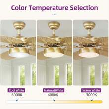 52 Inch Tropical Ceiling Fans With Lights And Remote Modern Fan Light With 5 Palm Leaf Blades Memory Function For Outdoor/Indoor For Halloween Christmas Gift - Gold - View 6