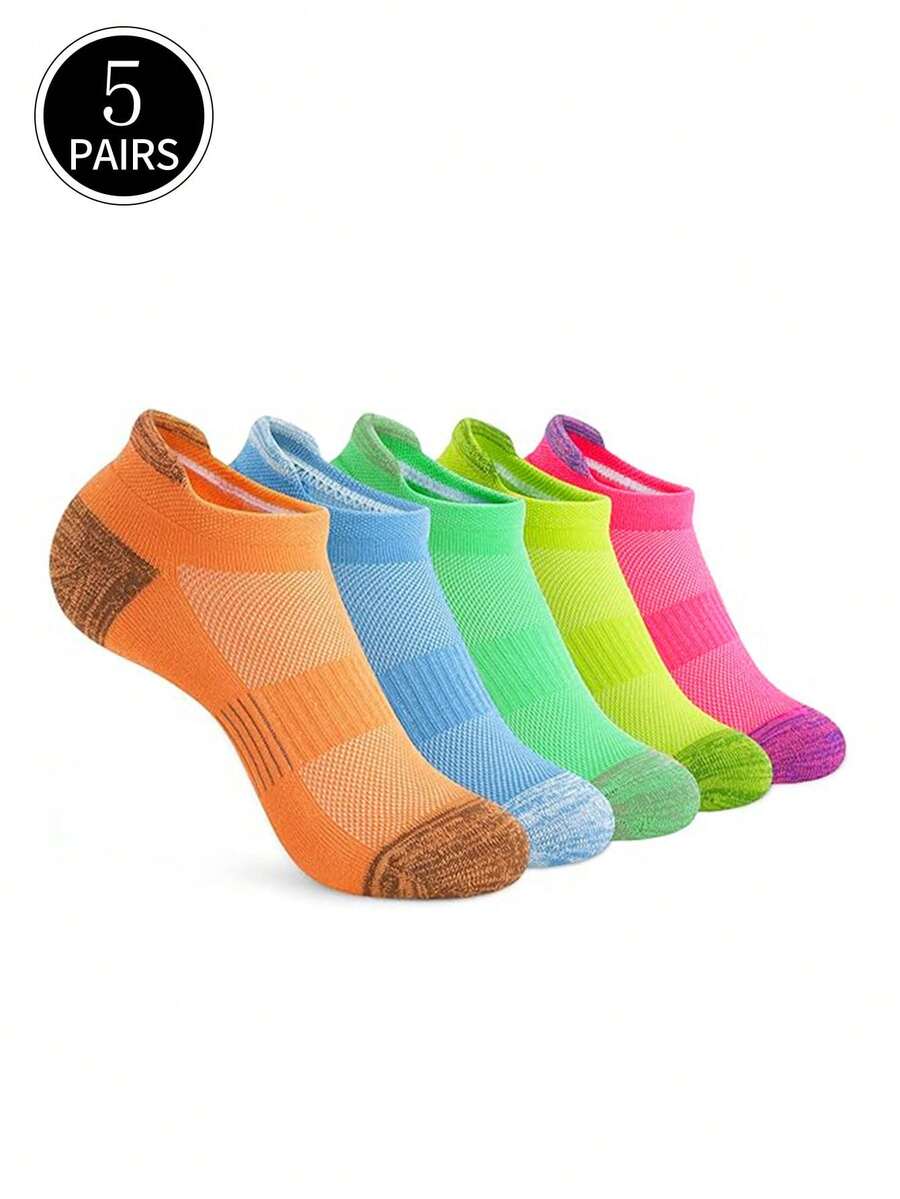 5 cặp Nam Thể thao Thoáng khí Thoải mái & Bền chặt Vớ hình thuyền , Tất mắt cá chân - Nhiều màu - Xem 1