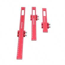 Regla T De Marcado De Precisión Con Aleación De Aluminio, Medidor De Marcado De Carpintería Con Hoyo Tachado De Lujo, Regla De Marcado Para Escribir En Madera, Herramientas De Medición - Rojo - Ver 2