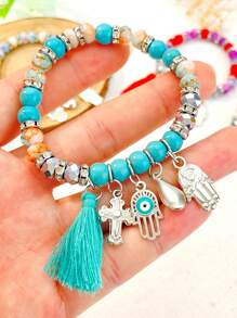 1 Miếng Vintage Bohemian Phong cách Hỗn hợp Đá cườm Tua Vòng tay Đối với phụ nữ - hạt - Xem 9