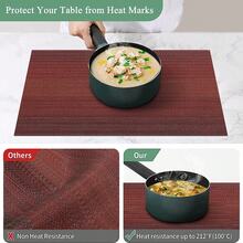 4入組紅色編織餐墊,適用於餐桌室內外桌墊,耐高溫洗淨聚氯乙烯餐墊 - 紅色 - 查看 3