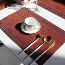 4入組紅色編織餐墊,適用於餐桌室內外桌墊,耐高溫洗淨聚氯乙烯餐墊 - 紅色 - 查看 4