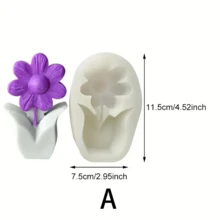 1個太陽花、鬱金香、花燭造型矽膠模具，花形燭矽膠模具，DIY樹脂、石膏、肥皂，家居裝飾 - 白色 - 查看 6