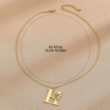 1 Chữ Vòng Cổ Handmade Ban Đầu Mặt Dây Chuyền Vòng Cổ Cá Tính Tên Vòng Cổ - Vàng - Xem 1
