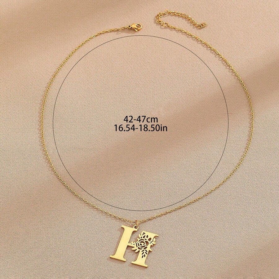 1 Chữ Vòng Cổ Handmade Ban Đầu Mặt Dây Chuyền Vòng Cổ Cá Tính Tên Vòng Cổ - Vàng - Xem 1