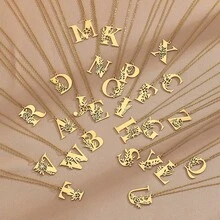 1 Chữ Vòng Cổ Handmade Ban Đầu Mặt Dây Chuyền Vòng Cổ Cá Tính Tên Vòng Cổ - Vàng - Xem 9