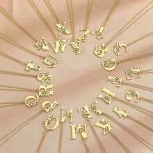 1 Chữ Vòng Cổ Handmade Ban Đầu Mặt Dây Chuyền Vòng Cổ Cá Tính Tên Vòng Cổ - Vàng - Xem 7