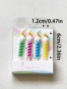 4pcs Cute Flame Candles In Macaron Colors, Party Cake Decorative Candle - Multicolor - View 9