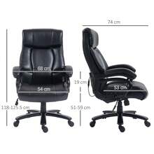 Vinsetto Poltrona da Ufficio Massaggiante e Riscaldata, Sedia Ergonomica con Funzione Dondolo, 2 Punti Massaggio e 8 Programmi, Finta Pelle Nera - nero - Visualizzare 3