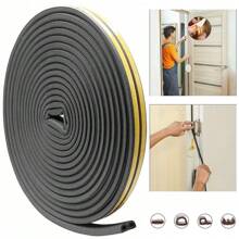 5/10M Kiểu Tự dính Cửa sổ Cửa Dải niêm phong Bọt Chống bụi Cách tiếng ồn Chống va chạm Ruy băng - Xám - Xem 1