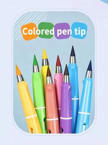 12 Color Pencil Set With Built-In Eraser Strip. Infinite Children's Writing, Infinite Pen Sketching, Highly Attractive Cute Stationery, Learning Drawing Tools, 12 Color Portable Pencils - 12 Colors Of Eternal Colored Pencils - View 2