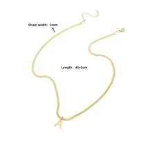 Colgante de inicial de acero inoxidable con collar de cadena en espiga a la moda para mujer - Amarillo Oro - Ver 2