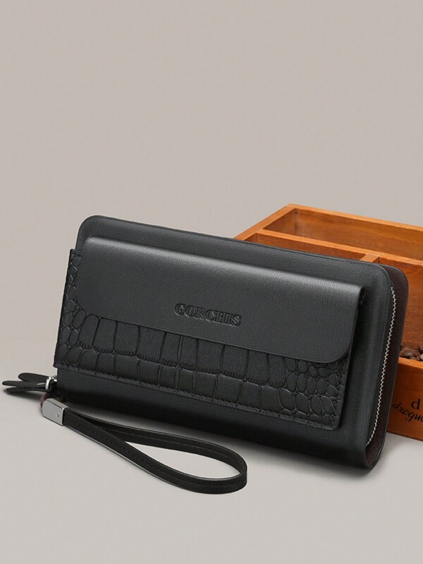 gorchis New Crocodile Pattern Clutch Bag Multi Card Slots Double Zipper Multifunctional Handheld Wallet Long Purse Phone Bag Business Casual Black Clutch Summer Dad Freshman For Books Travel Winter Holiday Wash Bag Christmas Thanksgiving Gifts Chest Bag Hip Bag Valentine Day Purses Vintage Valentines Black Bag Travel Essentials Bag Stickers Bags Valentines Gifts Vintage School The Sporty Life Men Wallet Vacation Gift Bag Bag Pack Handbags Spring Vintage Bags