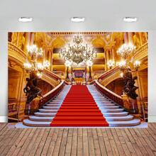 Fondo de castillo para salón de baile, fondo de palacio para fiesta, magnífico telón de fondo en el castillo medieval para estudio de fotos de fotomatón - Amarillo - Ver 1